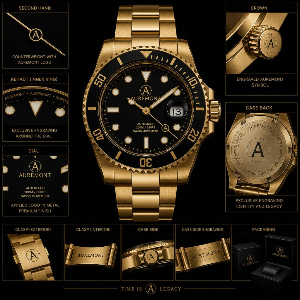 AUREMONT Ocean Diver 40mm – Gold & Black