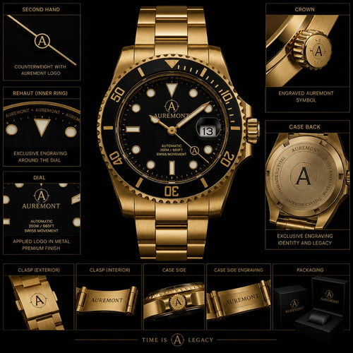 AUREMONT Ocean Diver 40mm – Gold & Black