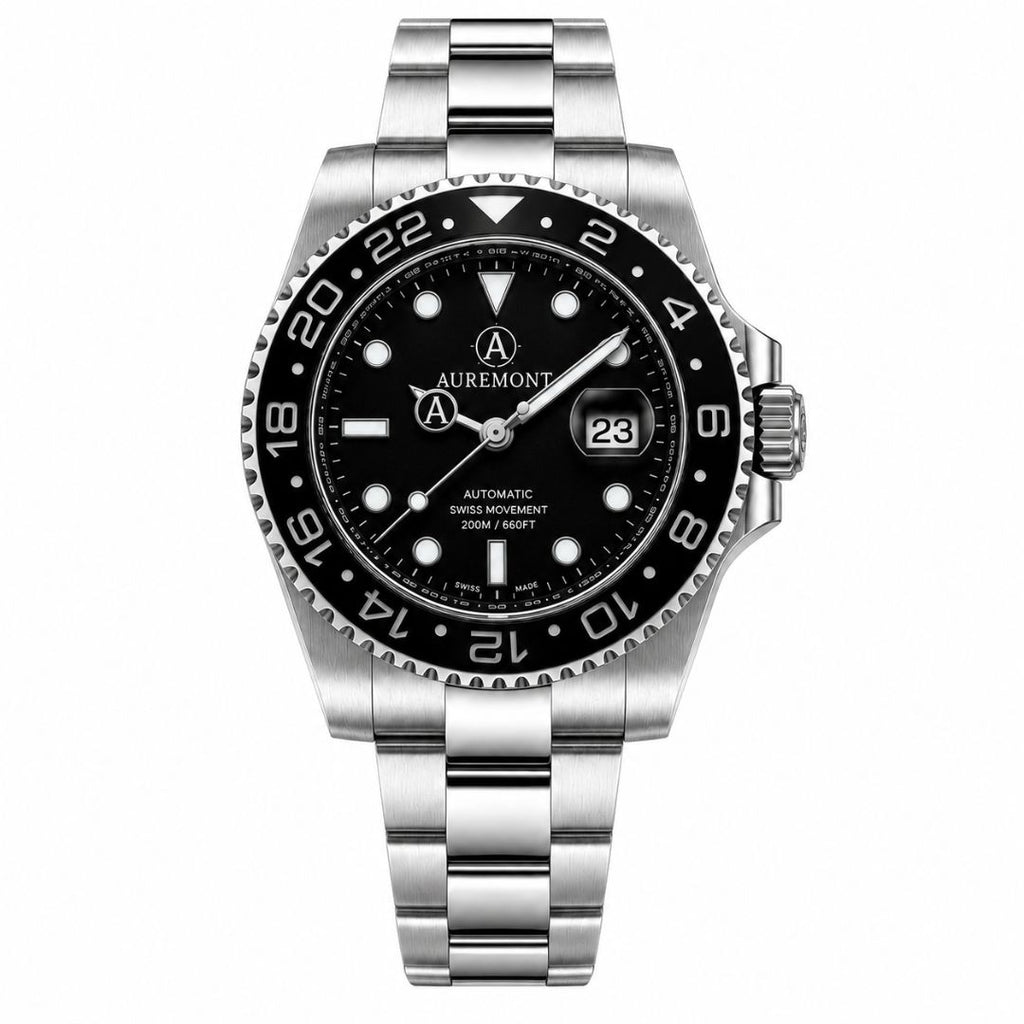 AUREMONT Royal GMT 41mm – Black Grid Dial