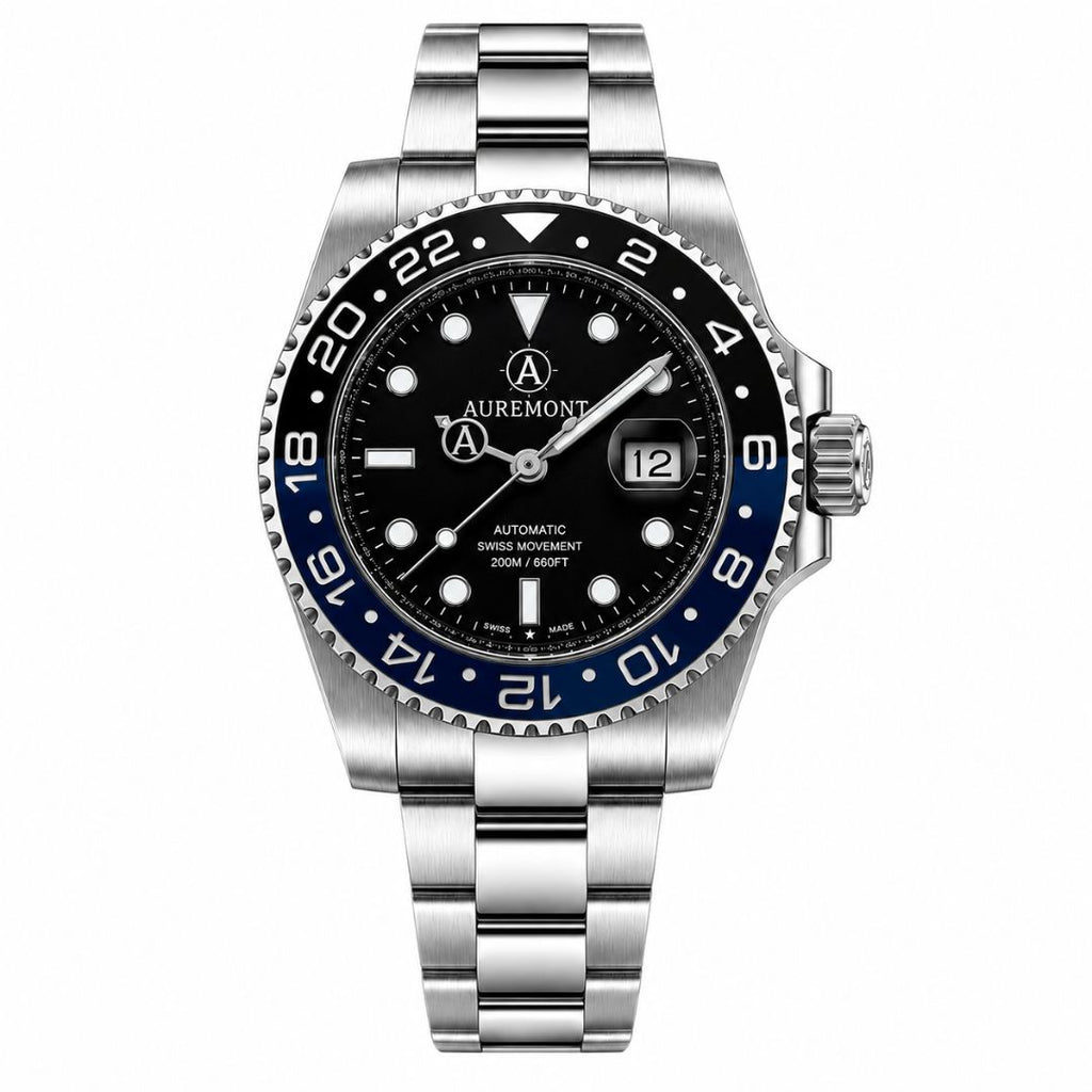 AUREMONT Horizon GMT 40mm – Black & Blue Bezel