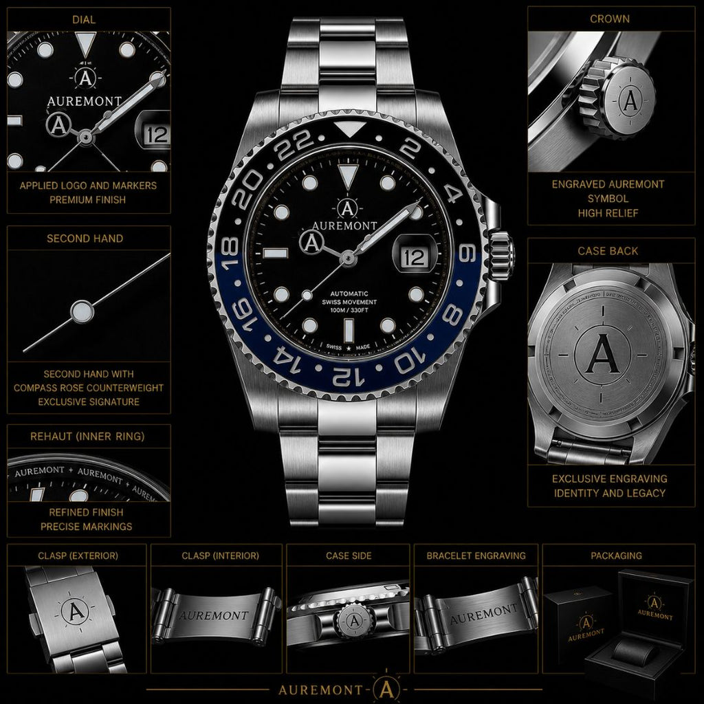 AUREMONT Horizon GMT 40mm – Black & Blue Bezel