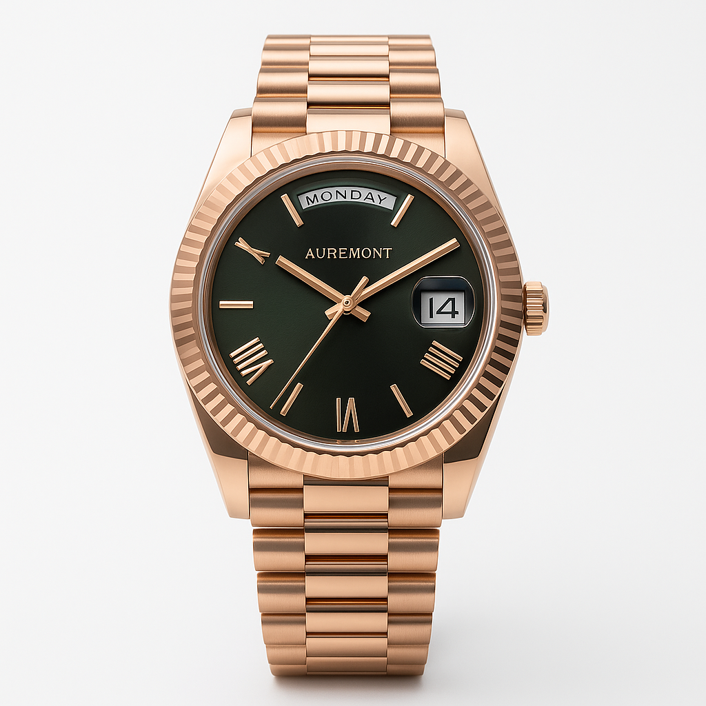 Rolex Day-Date 40 – Olive Green Dial   – 228235 – Fluted Bezel – President Bracelet