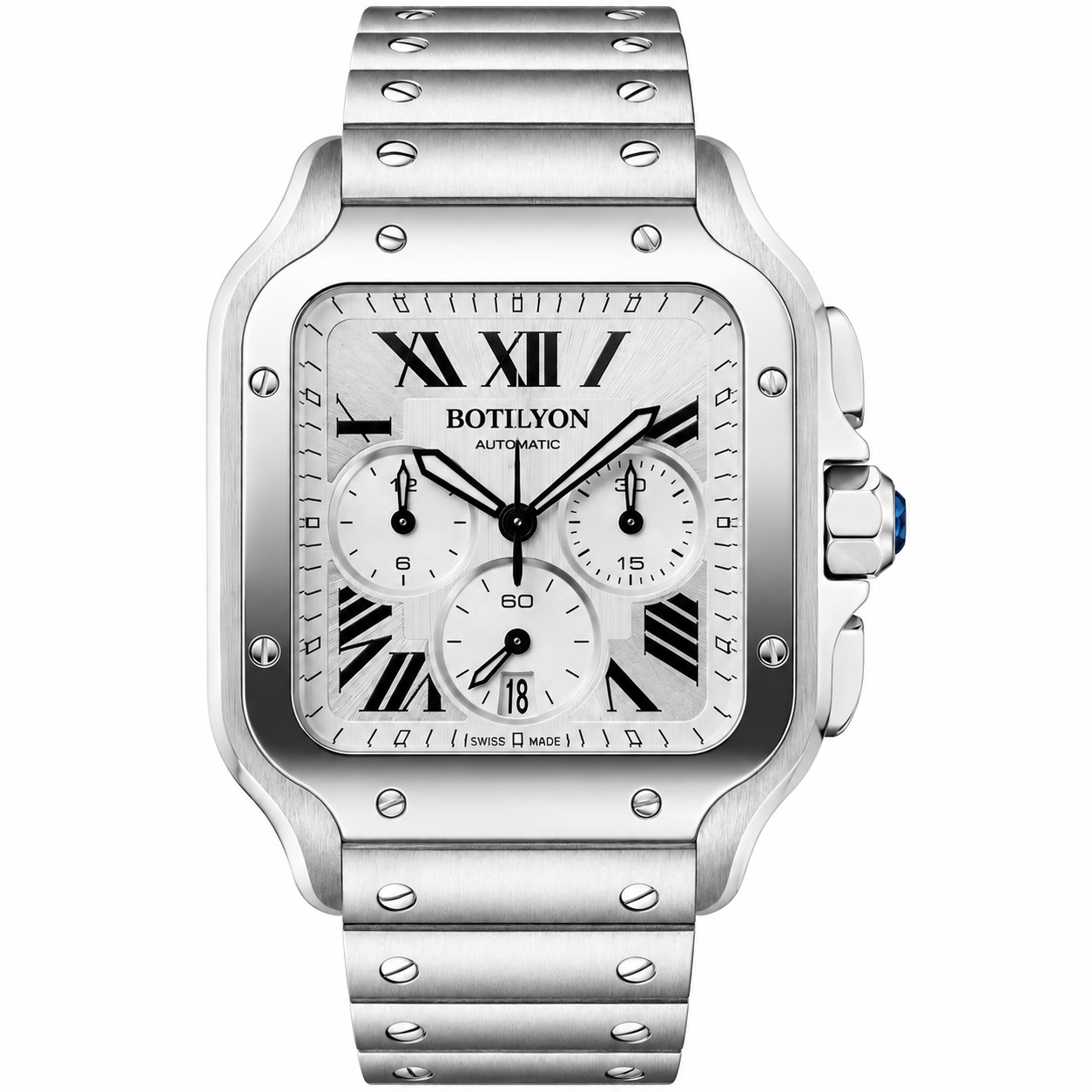 White Chronograph Stainless Steel Watch