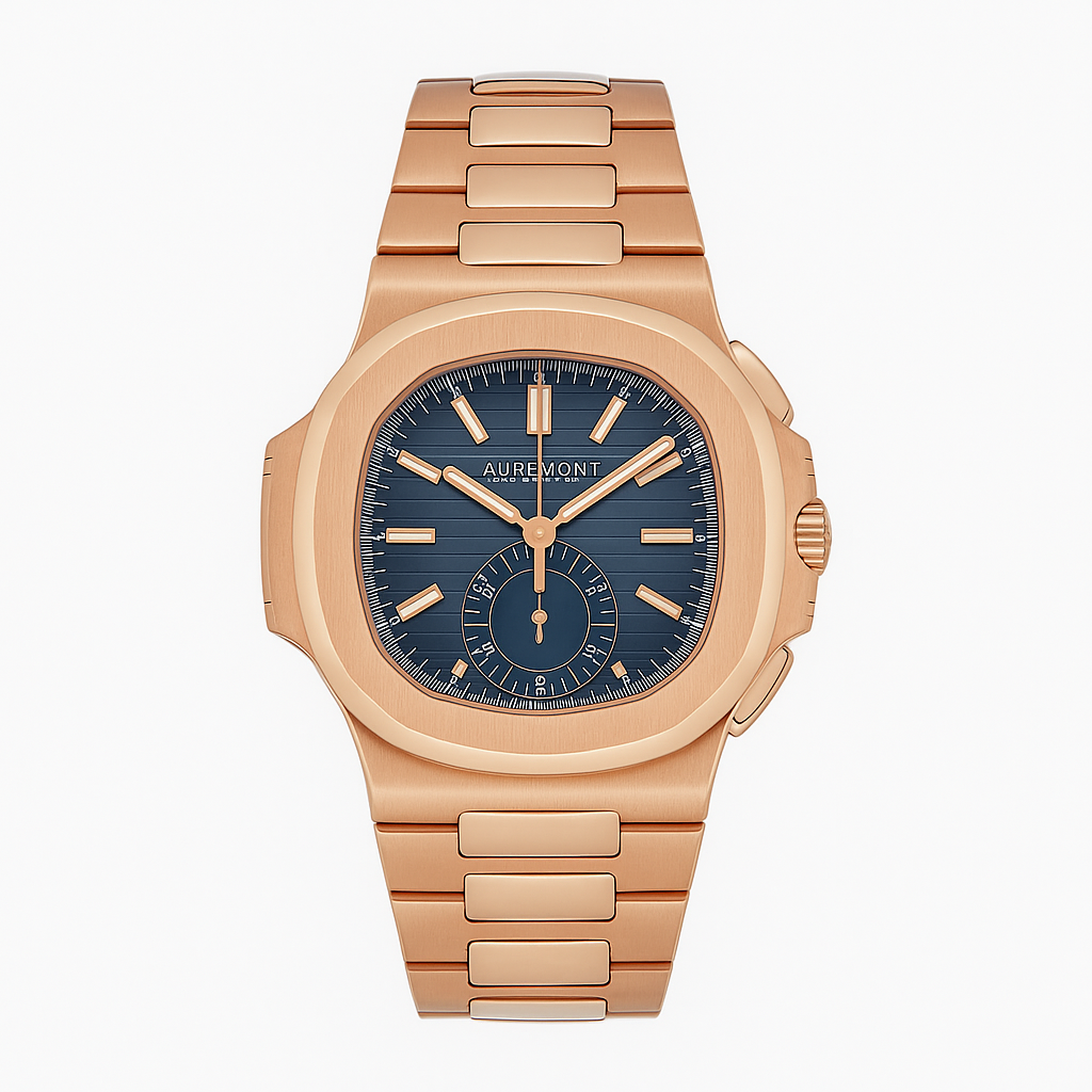 Patek Philippe Nautilus 3285 V3 – AAA+ 5990/1R-001 Travel Time Flyback Chronograph Rose Gold Blue Dial (2025)