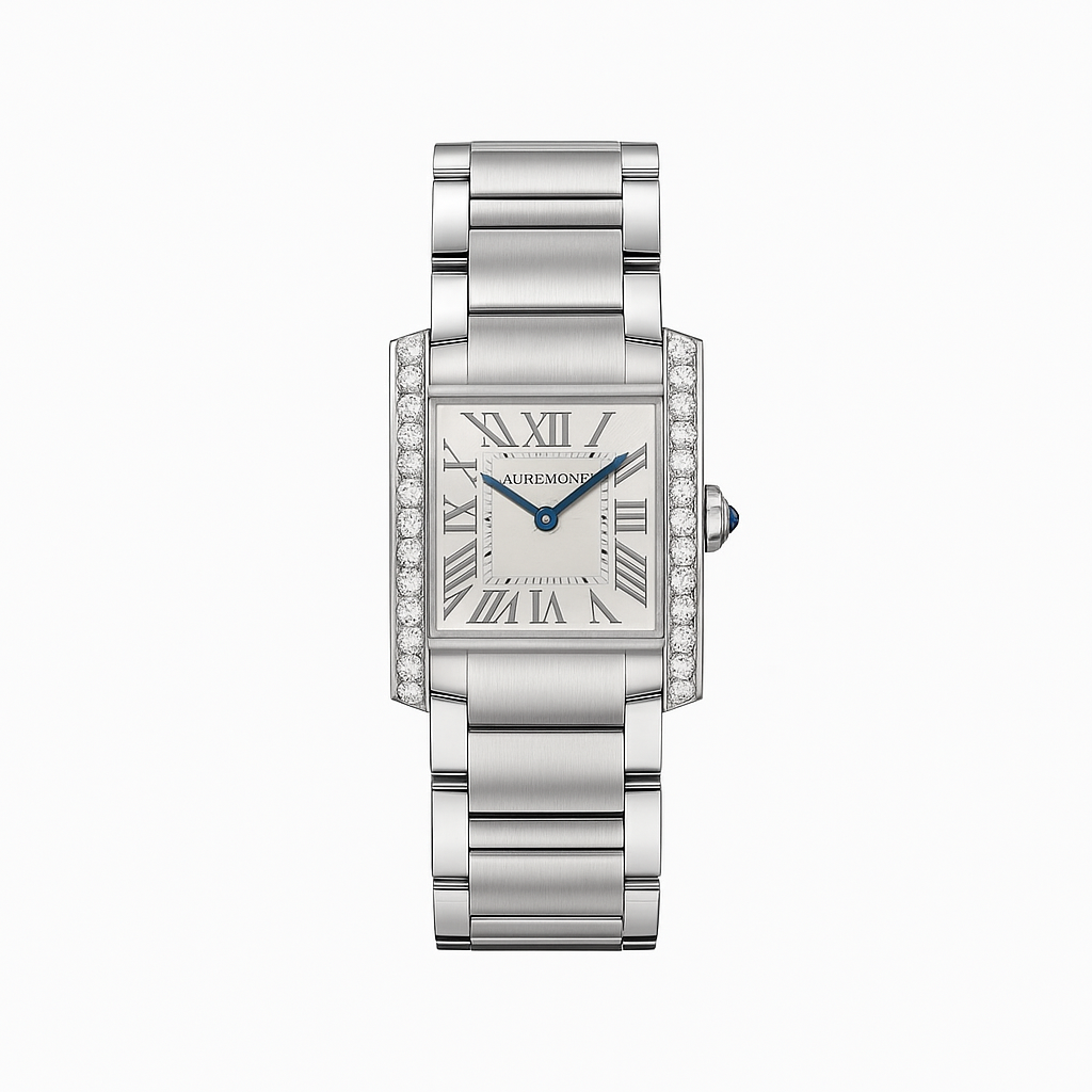 Cartier Tank Francaise Medium W4TA0028 Stainless Steel Silver Dial Diamond Bezel