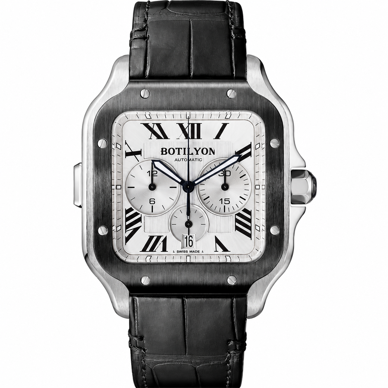 Botilyon Black Bezel Chronograph Stainless Steel Watch
